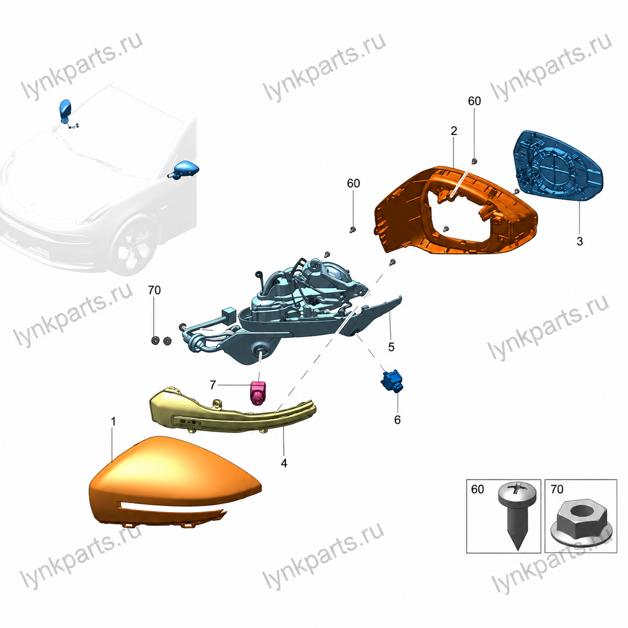Левое зеркало в сборе ZEEKR 001